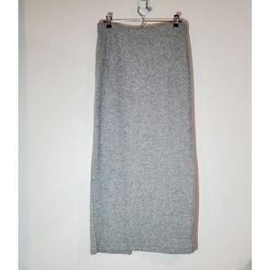 Imagio wool blend women's long skirt, gray,‎ back slit, made in turkey, size M